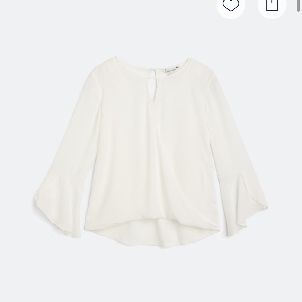 41 Hawthorn Sutton Mixed Material Bell Sleeve Surplice Blouse (Size L)